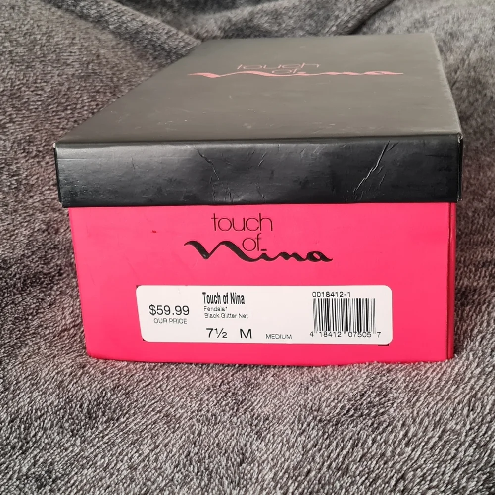 Touch of Nina Fendala 1 Black Glitter Net heels